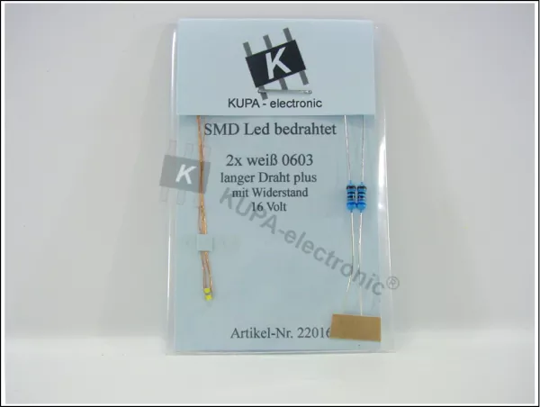SMD LED 0603 weiß bedrahtet mit Kupferlackdraht