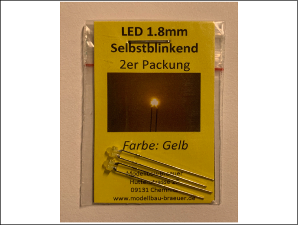 selbstblinkende LED´s 1.8mm gelb 2 Stück