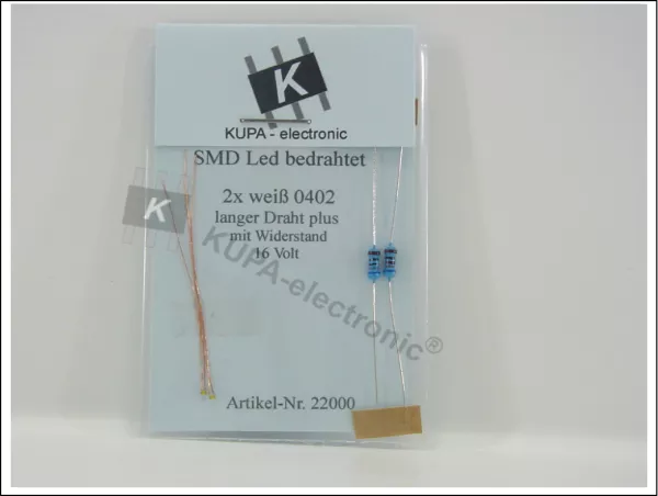 SMD LED 0402 weiß bedrahtet mit Kupferlackdraht