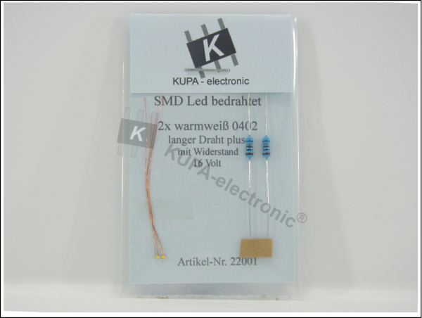 SMD LED 0402 warmweiß bedrahtet mit Kupferlackdraht
