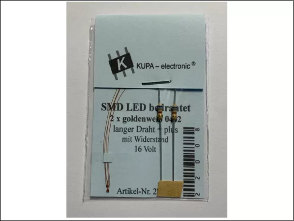 SMD LED 0603 goldenweiß bedrahtet mit Kupferlackdraht
