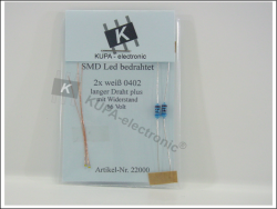 SMD LED 0402 weiß bedrahtet mit Kupferlackdraht
