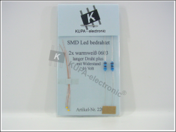 KM0119 5 Stück SMD LED 1206 hellweiss mit Kupferlackdraht 0,15mm Modellbahn 