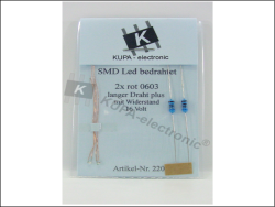 KM0073 5 Stück SMD LED 0603 hellweiss mit Kupferlackdraht 0,15mm Modellbahn 
