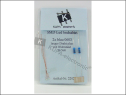 SMD LED 0603 blau bedrahtet mit Kupferlackdraht