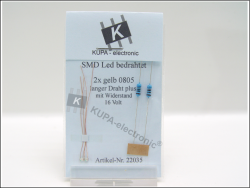 SMD LED 0805 gelb bedrahtet mit Kupferlackdraht
